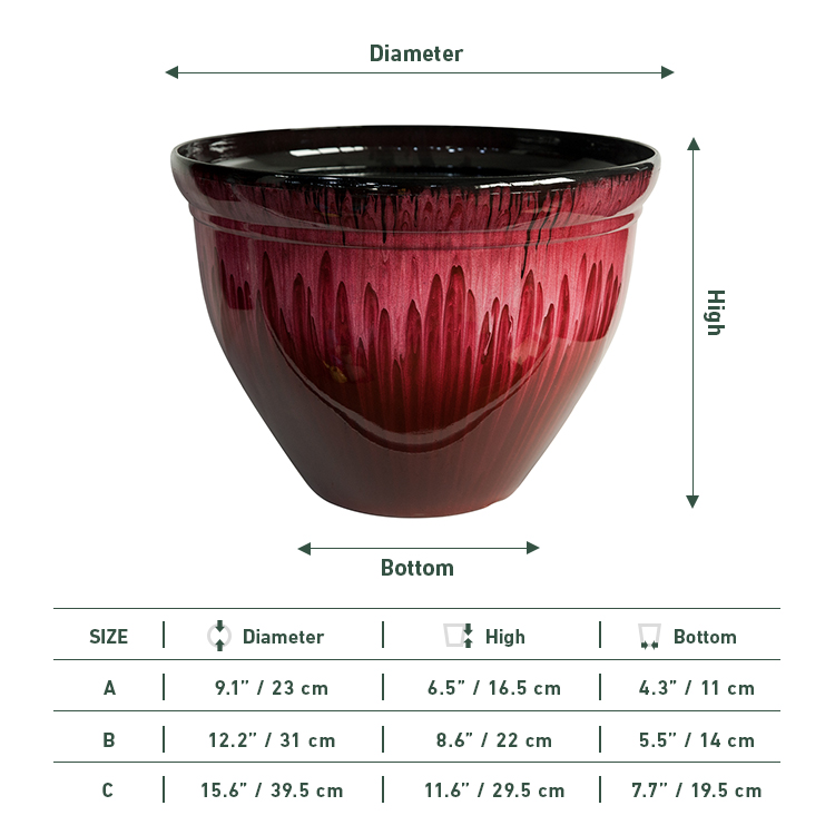 Spray Paint Glazed Ceramic Finish Plastic Planter from China