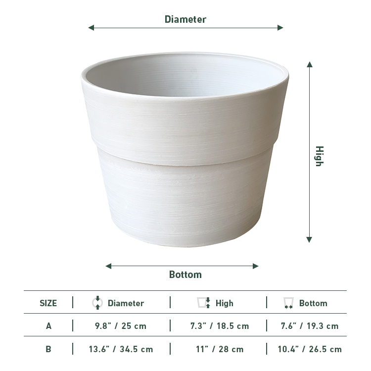 Custom Cement Finish Round Premium Plastic Planter from China